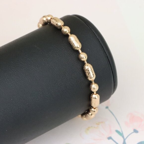 "Rose Gold Textured Bead Bracelet with Adjustable Chain, XPBL1156 - Picture 8 of 12